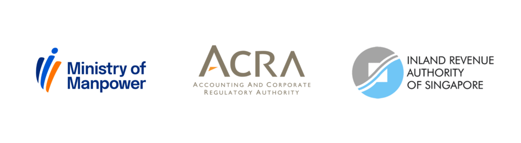 Logos of MOM IRAS ACRA Singapore
