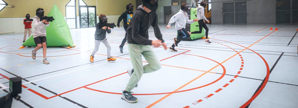 Image of company bonding with laser tag